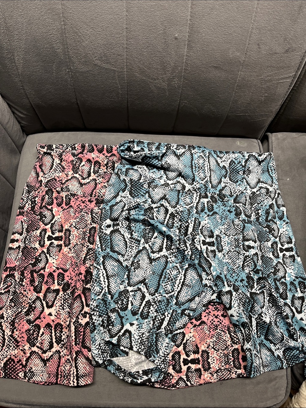Splash Snake-Print Mini Skirts in Pink and Blue(2)
